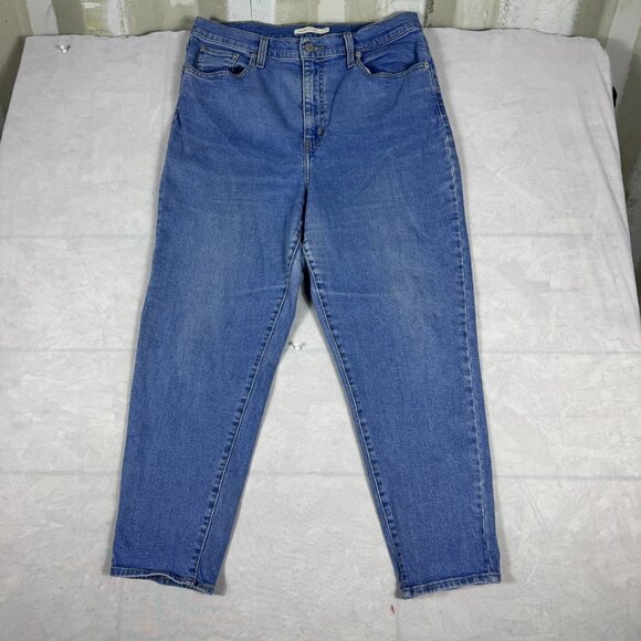 Levi's Tapered Leg Jeans Womens Blue Denim High Waisted 5-Pocekts Size 32 - Picture 1 of 16